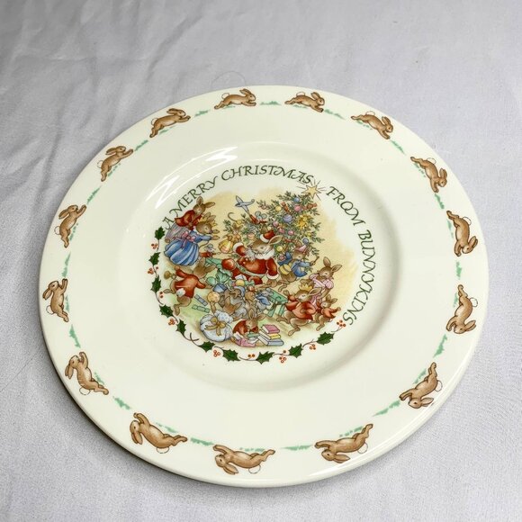 Royal Doulton Bunnykins Merry Christmas Plate English Fine Bone China Holiday - Picture 2 of 5